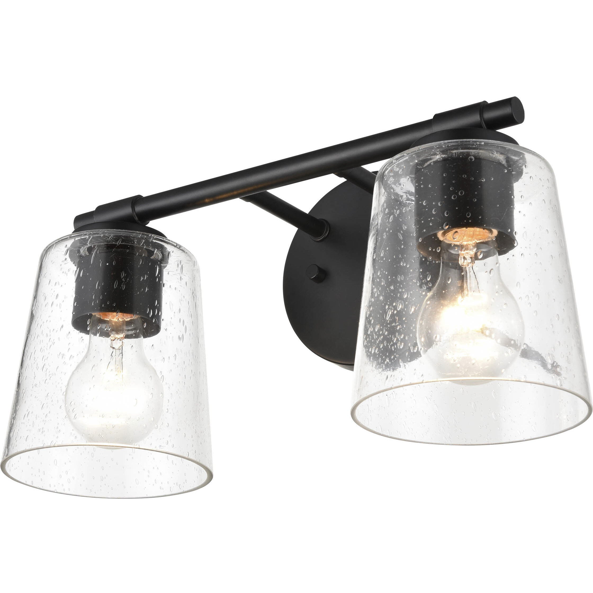 None 2 Light 15 inch Matte Black Bathroom Vanity Light Wall Light